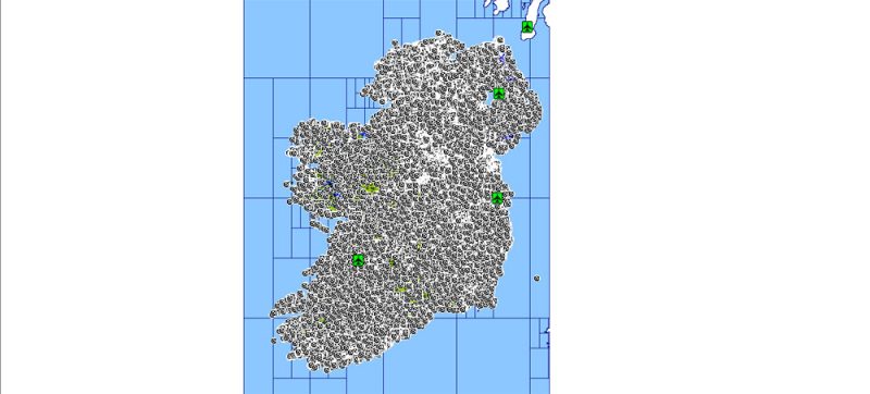 Ireland Island Vector Map in MIF / MID format simple and full all streets
