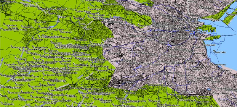 Ireland Island Vector Map in MIF / MID format simple and full all streets