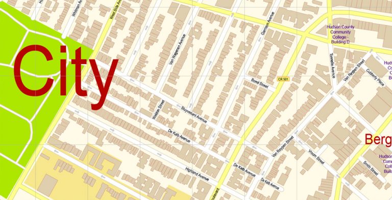 Jersey City New Jersey US Map Vector Exact City Plan detailed Street ...