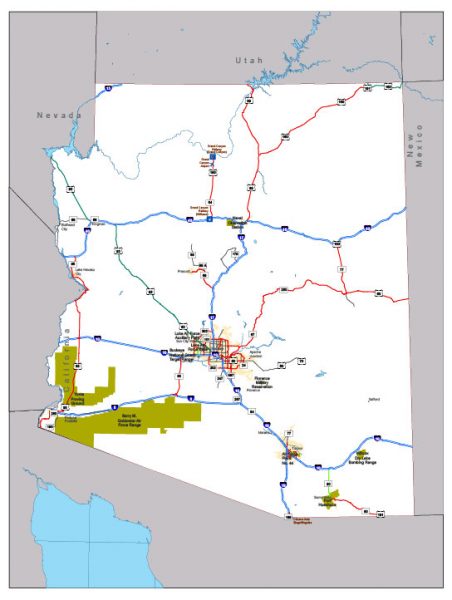 Free vector map Arizona State US Adobe Illustrator and PDF download