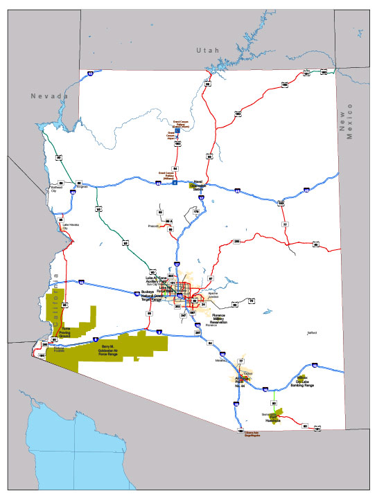 Free vector map Arizona State US Adobe Illustrator and PDF