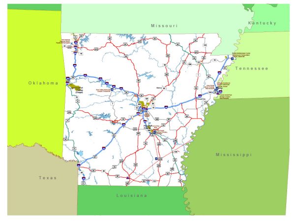Free vector map Arkansas State US Adobe Illustrator and PDF download