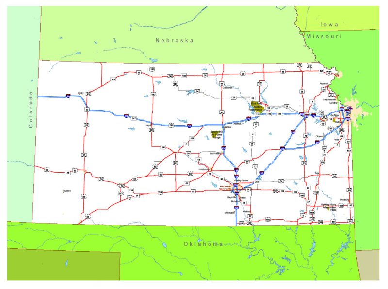 Free vector map State Kansas US Adobe Illustrator and PDF download