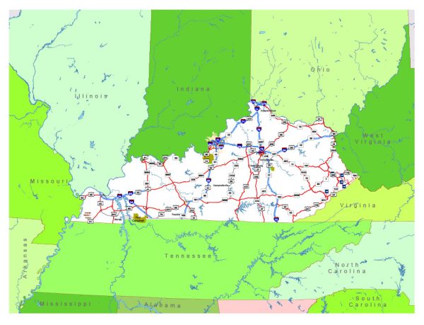 Free vector map State Kentucky US Adobe Illustrator and PDF download