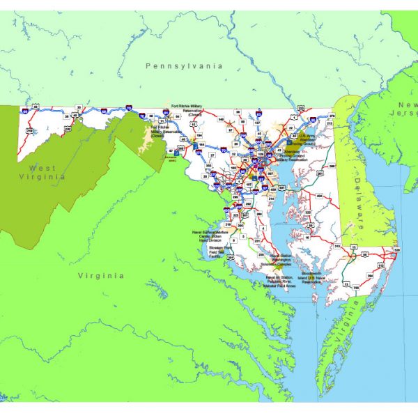 Free vector map State Maryland US Adobe Illustrator and PDF download