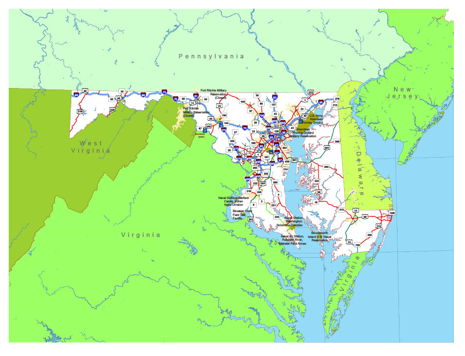 Free vector map State Maryland US Adobe Illustrator and PDF download