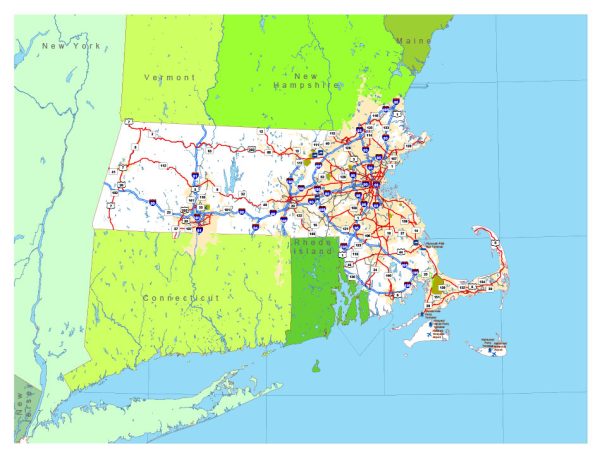 Free vector map State Massachusetts US Adobe Illustrator and PDF download