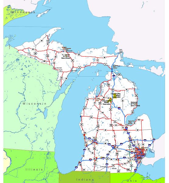 Free vector map State Michigan US Adobe Illustrator and PDF download
