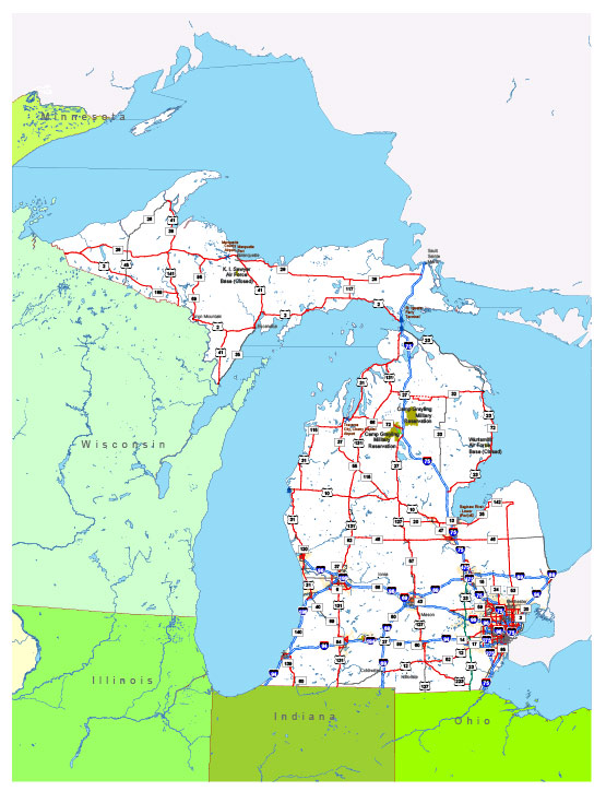 Free vector map State Michigan US Adobe Illustrator and PDF download