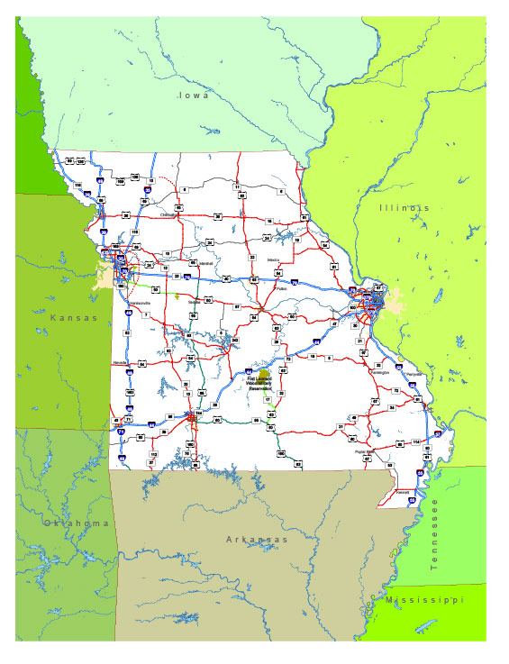 Free vector map State Missouri US Adobe Illustrator and PDF download