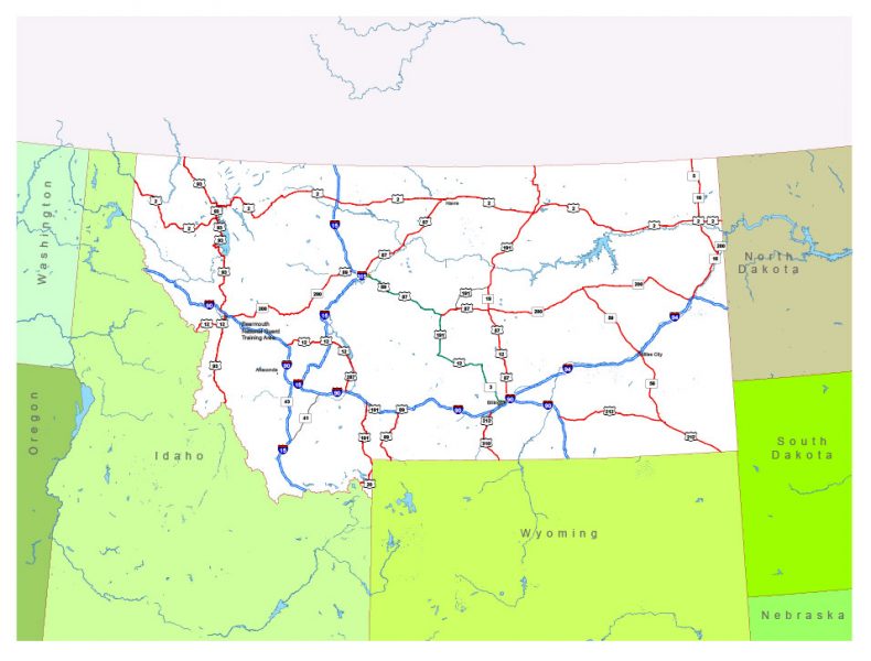 Free vector map State Montana US Adobe Illustrator and PDF download