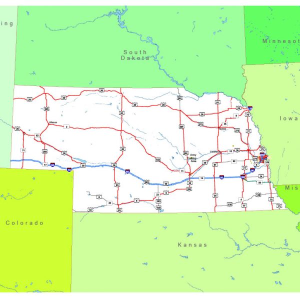 Free vector map State Nebraska US Adobe Illustrator and PDF download