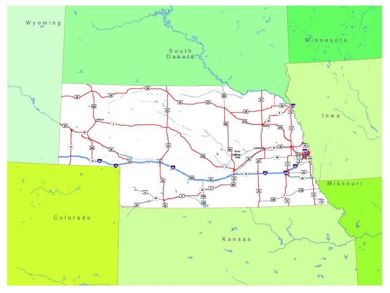 Free vector map State Nebraska US Adobe Illustrator and PDF download