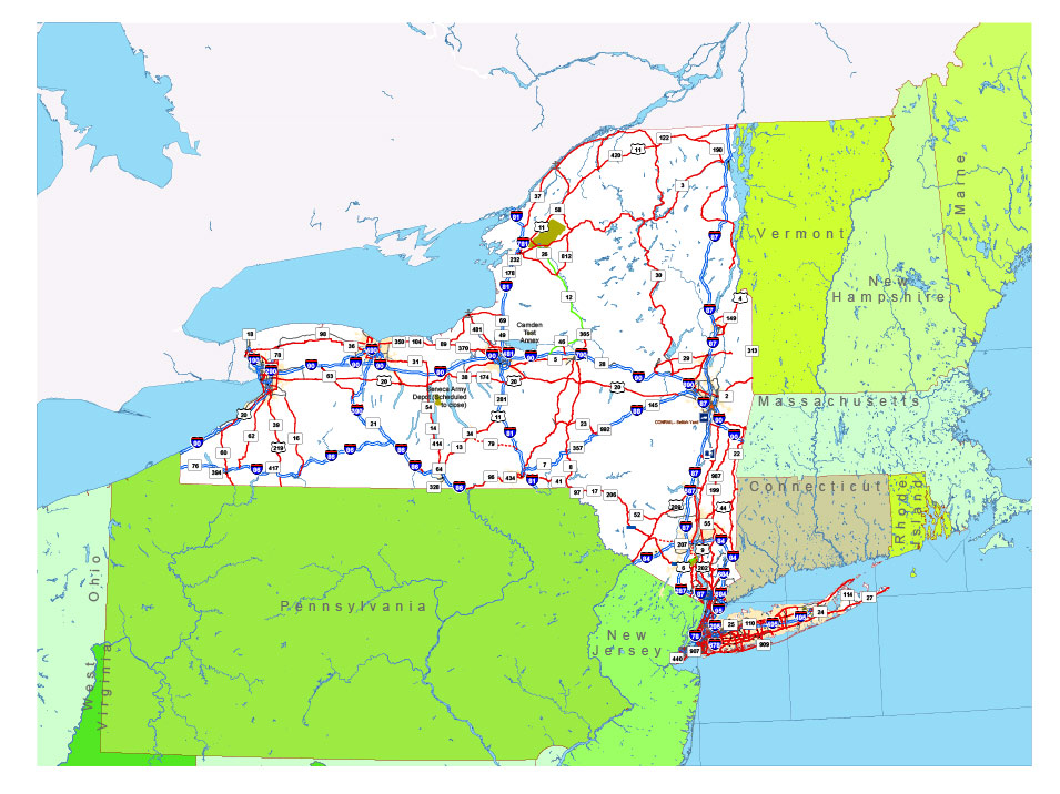 Free vector map State New York US Adobe Illustrator and PDF download