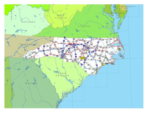 Free vector map State North Carolina US Adobe Illustrator and PDF download
