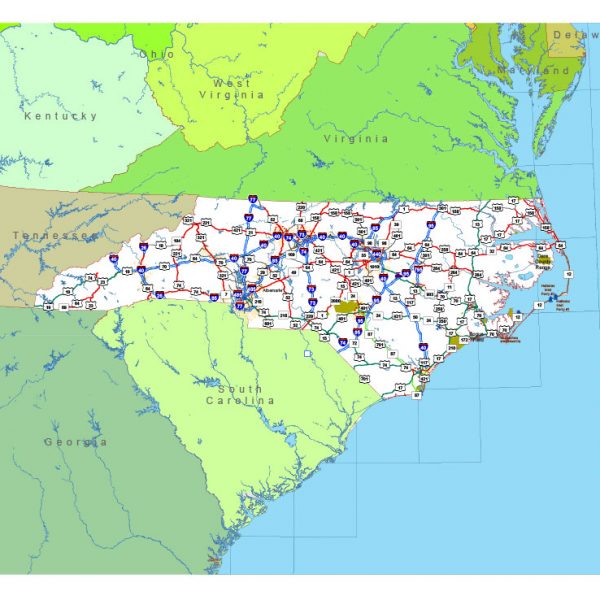 Free vector map State North Carolina US Adobe Illustrator and PDF download