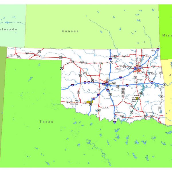 Free vector map State Oklahoma US Adobe Illustrator and PDF download