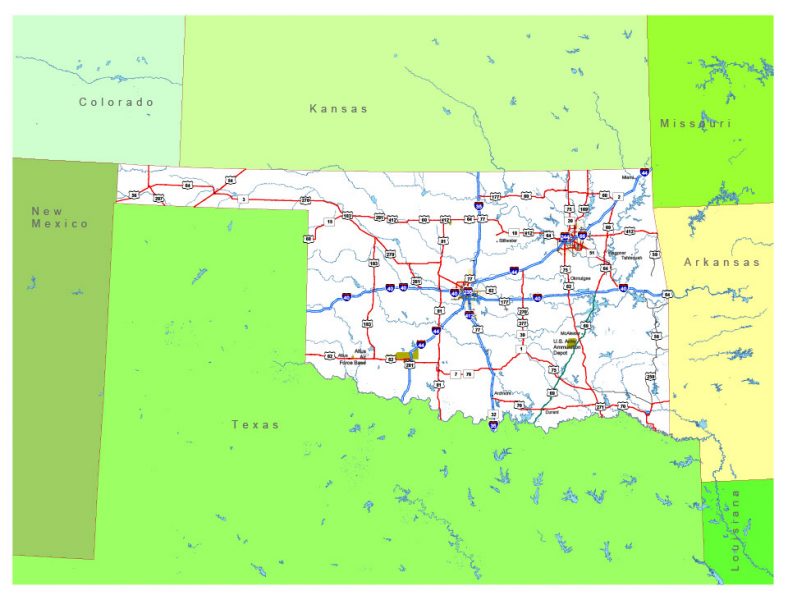 Free vector map State Oklahoma US Adobe Illustrator and PDF download