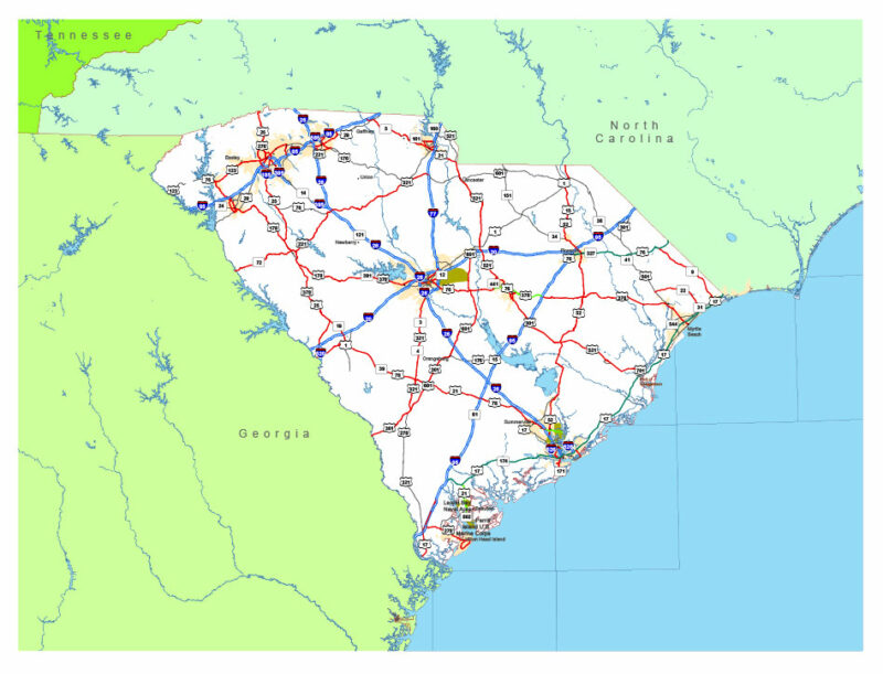 Free vector map State South Carolina US Adobe Illustrator and PDF download