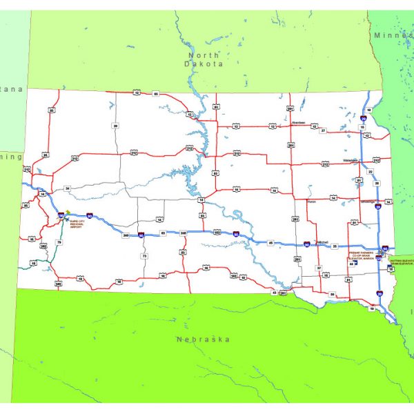 Free vector map State South Dakota US Adobe Illustrator and PDF download