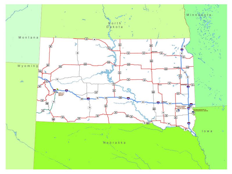 Free vector map State South Dakota US Adobe Illustrator and PDF download