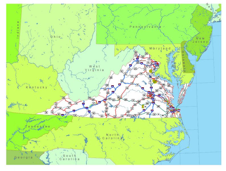 Free vector map State Virginia US Adobe Illustrator and PDF download
