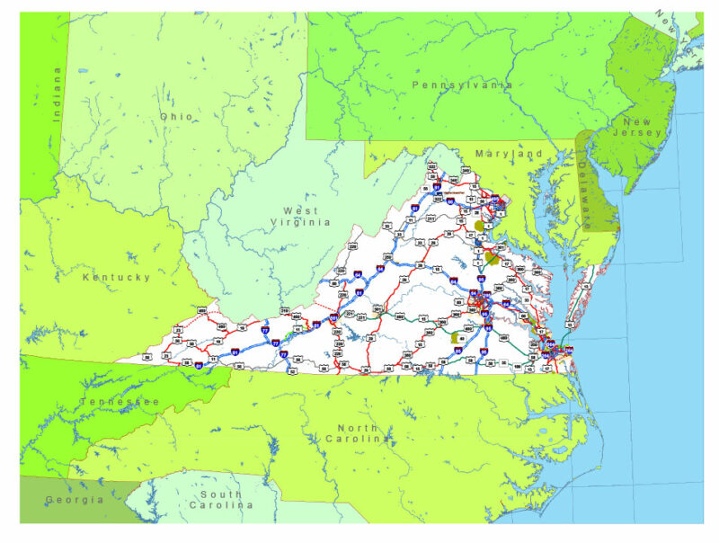 Virginia Map.pdf Free vector map State Virginia US Adobe Illustrator and PDF download ...