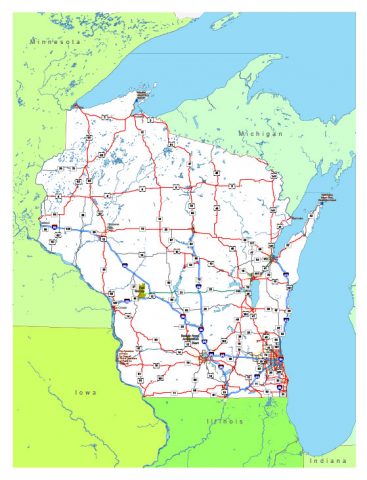 Free vector map State Wisconsin US Adobe Illustrator and PDF download ...