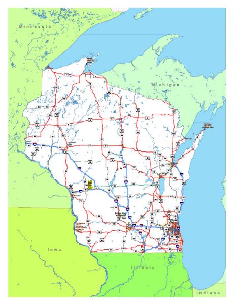 Free vector map State Wisconsin US Adobe Illustrator and PDF download