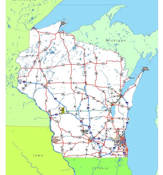 Free vector map State Wisconsin US Adobe Illustrator and PDF download