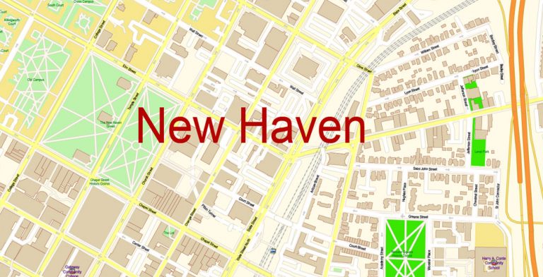 New Haven Connecticut US Map Vector Exact City Plan detailed Street Map