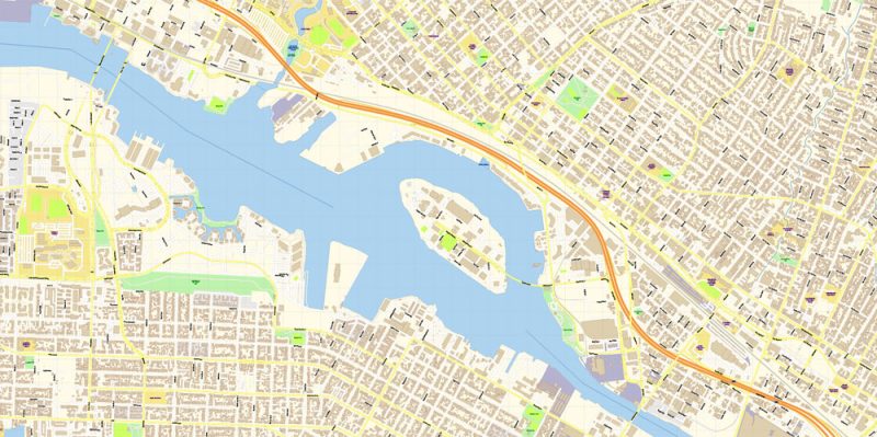 San Francisco + Oakland California Map Vector Exact City Plan extra detailed Street Map editable Adobe Illustrator in layers