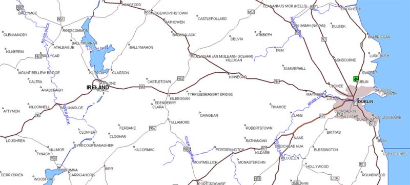 Ireland Island Vector Map in MIF / MID format simple and full all streets