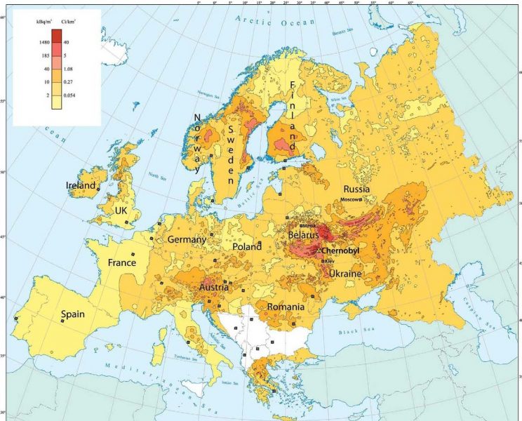 Radiation Pollution Chart, 2006, Chernobyl Nuclear Catastrophe