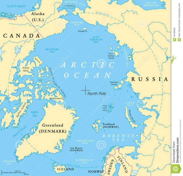 Relief map of the Arctic Ocean