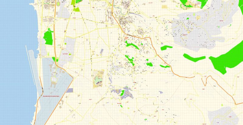 Beirut Lebanon Map Vector Exact City Plan detailed Street Map editable Adobe Illustrator in layers