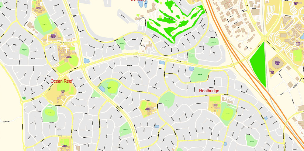 Printable Vector Map of Perth Grande Australia detailed City Plan scale 100 m 1:3976 full editable Adobe Illustrator Street Map in layers