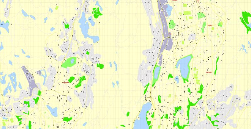 Bergen Norway Map Vector Grande Exact City Plan detailed Street Map editable Adobe Illustrator in layers