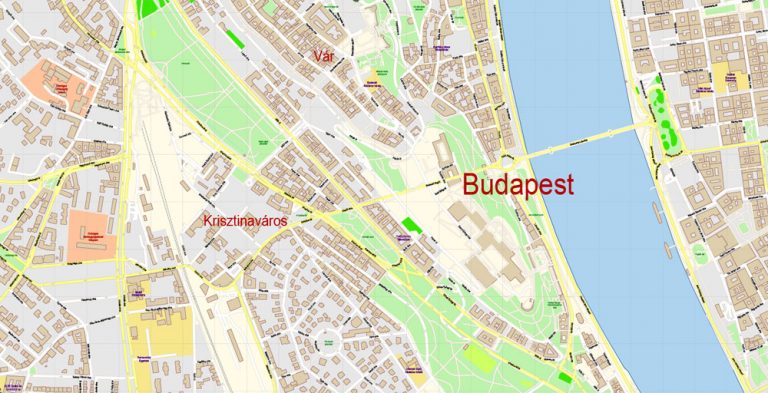Budapest Hungary PDF Map Vector Exact City Plan detailed Street Map