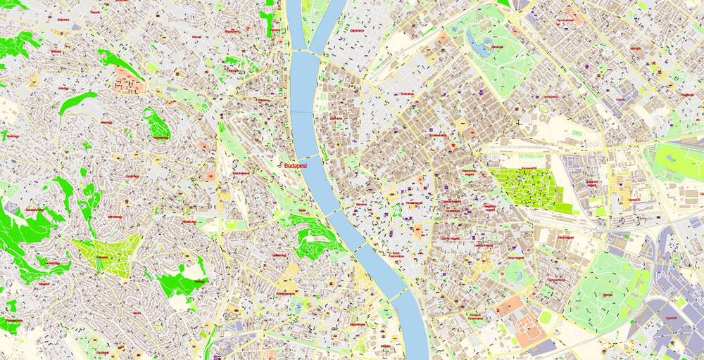 Budapest Hungary PDF Map Vector Exact City Plan detailed Street Map ...