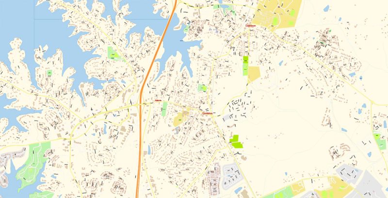Charlotte North Carolina Map Vector Grande Exact City Plan detailed Street Map editable Adobe Illustrator in layers