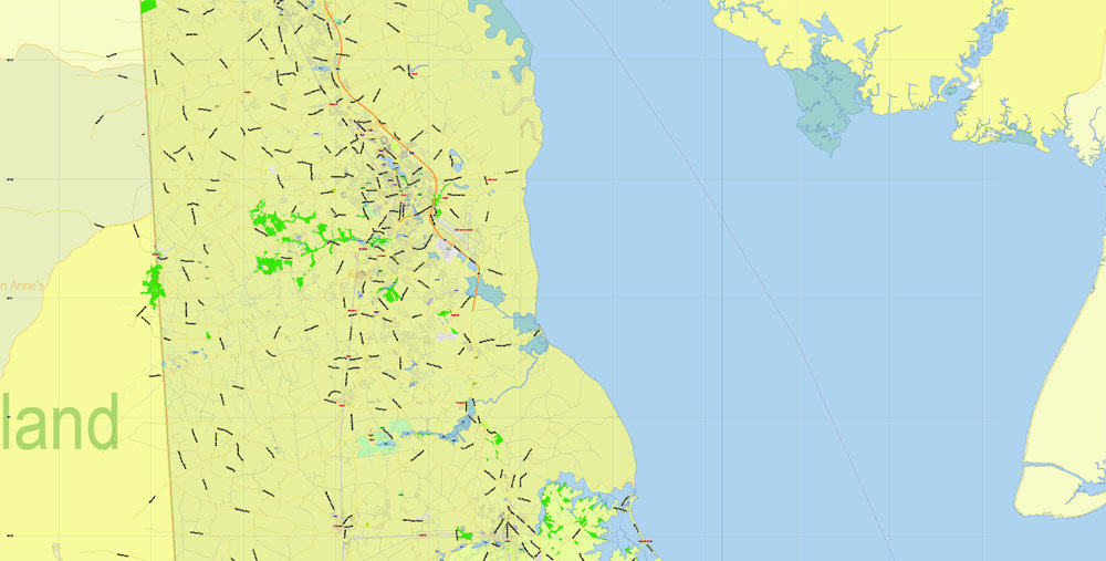 Delaware State Map Vector Exact Plan detailed Road Admin Map editable Adobe Illustrator in layers