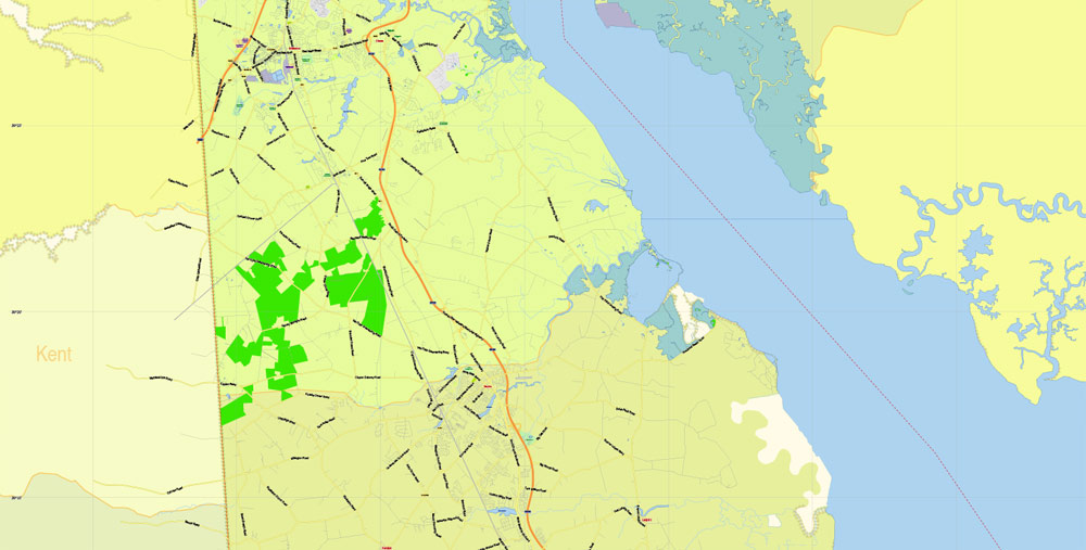 Delaware State Map Vector Exact Plan detailed Road Admin Map editable Adobe Illustrator in layers