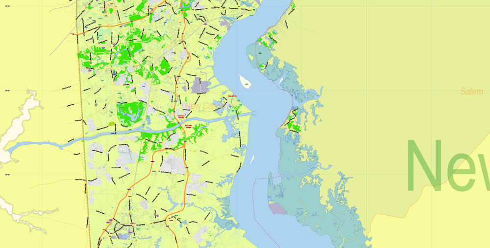 Delaware State Map Vector Exact Plan detailed Road Admin Map editable Adobe Illustrator in layers