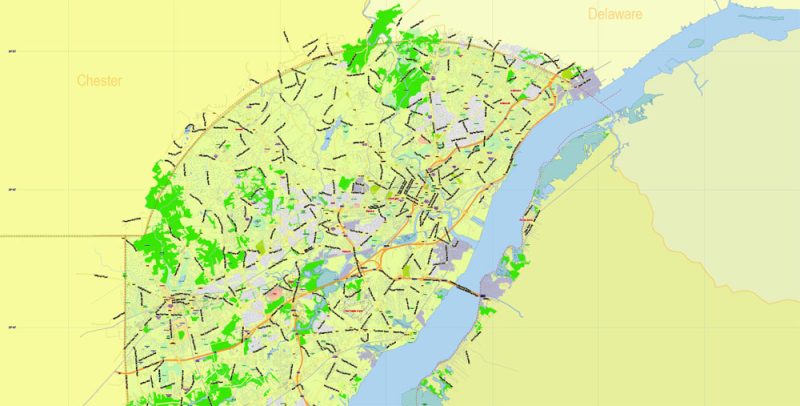 _Delaware State US Map Vector Exact Plan detailed Road Admin Map editable Adobe Illustrator in layers
