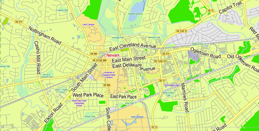 Delaware State Map Vector Exact Plan detailed Road Admin Map editable Adobe Illustrator in layers