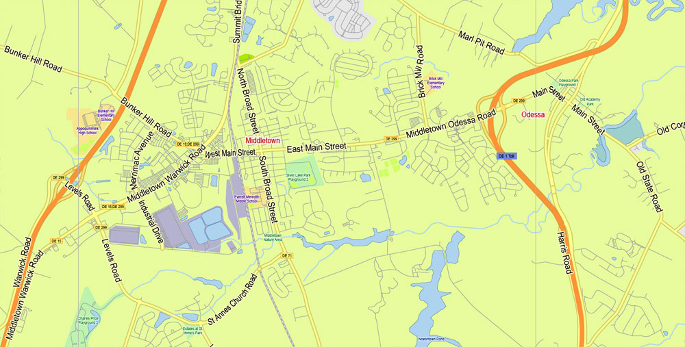Delaware State Map Vector Exact Plan detailed Road Admin Map editable Adobe Illustrator in layers
