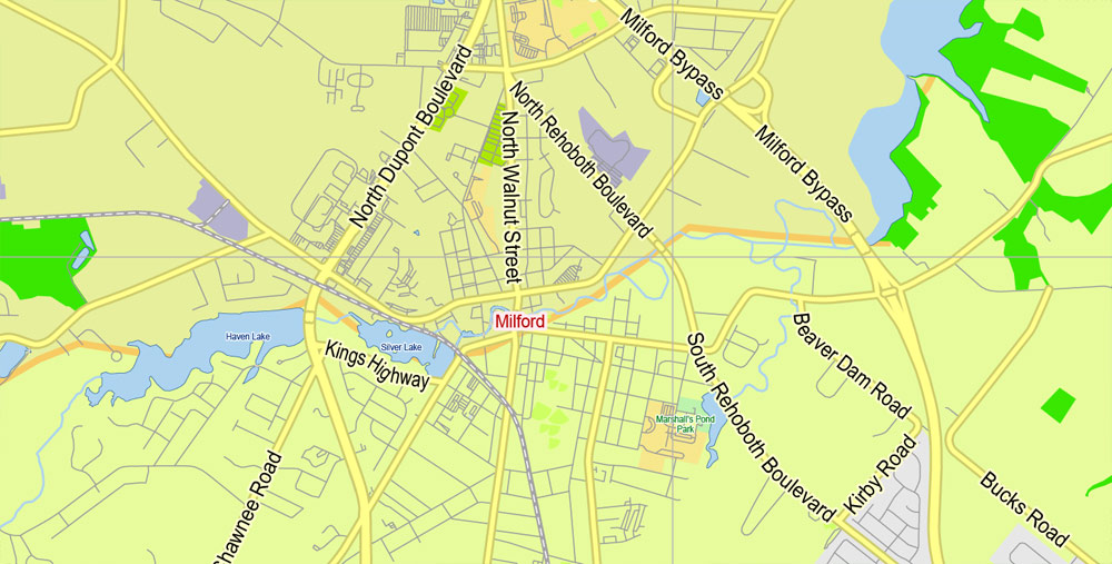 Delaware State Map Vector Exact Plan detailed Road Admin Map editable Adobe Illustrator in layers