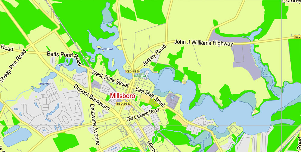 Delaware State Map Vector Exact Plan detailed Road Admin Map editable Adobe Illustrator in layers