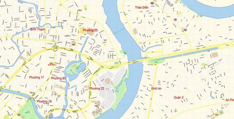 Ho Chi Minh City Vietnam PDF Map Vector Exact City Plan detailed Street ...